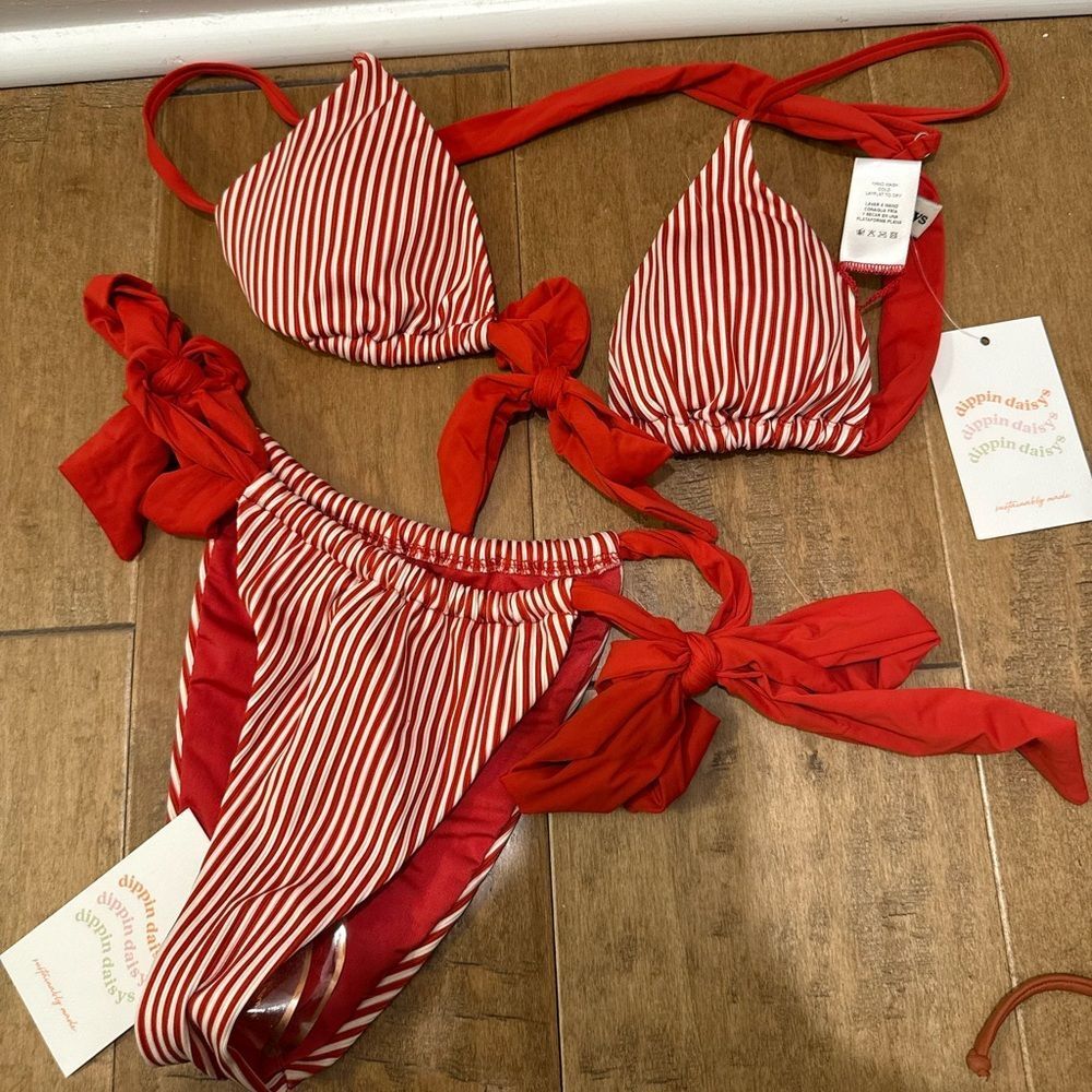 NWT Dippin Daisys Peppermint Stripe Bikini Set - Picture 3 of 5